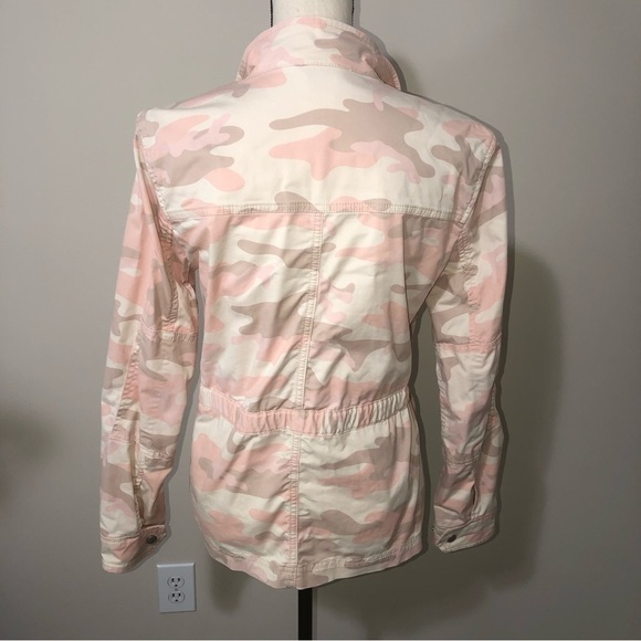 Gap Pink Camo Utility Jackets Size Small Beige Tie Waist Stretch Cotton - Picture 3 of 9
